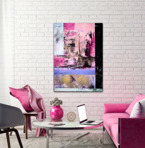 Zdjęcie oferty: Obraz, obraz akrylowy, obraz różowy, abstrakcja 
