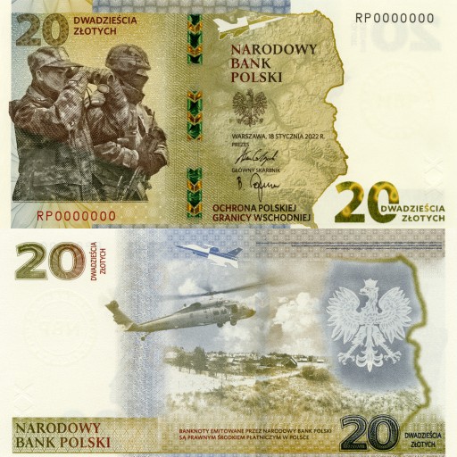 Zdjęcie oferty: Banknot 20zł Ochrona Polskiej Granicy Wschodniej