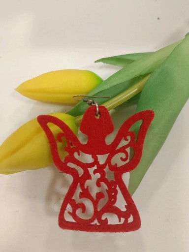 Zdjęcie oferty: Kolczyki, czerwone anioły, filc, handmade, wiszące