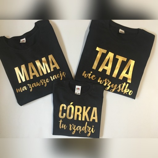 Zdjęcie oferty: Zestaw 3 koszulek dla rodziny mama tata córka