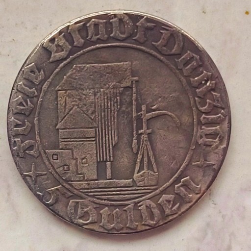 Zdjęcie oferty: Stara Moneta Polska Gdańsk Żuraw 5 Guldenów 1932