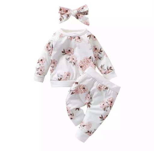 Zdjęcie oferty: Komplet dla dziewczynki bluza spodnie w kwiaty 92 