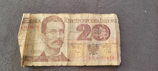 Zdjęcie oferty: Stary banknot 20zł 1982r. Romuald Traugutt