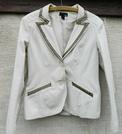 Zdjęcie oferty: H&M Bawełniany żakiet, marynarka ecru 38/40