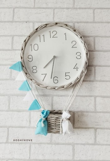 Zdjęcie oferty: Zegar ścienny dziecięcy balon szary handmade