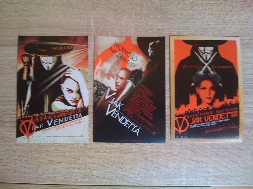 Zdjęcie oferty: V JAK VENDETTA - 3 szt. Komplet, Nowe Pocztówki