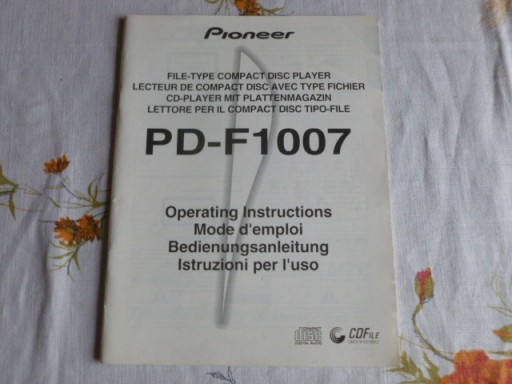 Zdjęcie oferty: Instrukcja Pioneer PD-F 1007 -zmieniarka CD