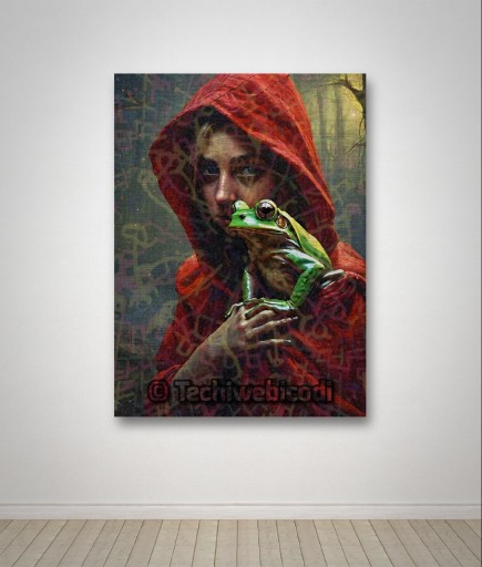 Zdjęcie oferty: Obraz "Dziewczyna z żabą" - płótno 30x40 cm