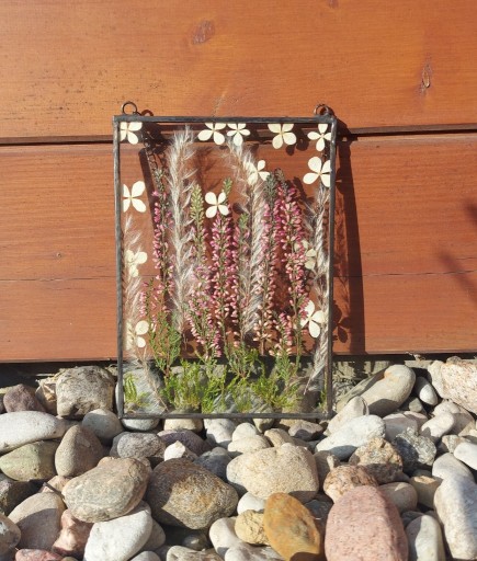 Zdjęcie oferty: Witraż, dekor suszone kwiaty  wrzos, hortensja