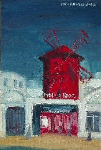 Zdjęcie oferty: Moulin Rouge, olej, płotno, 20x30 cm.