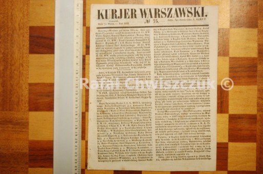 Zdjęcie oferty: Kurjer warszawski 1852r. nr 75 > wysyłka 0 zł