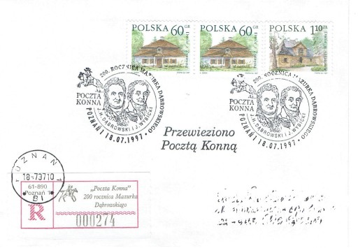 Zdjęcie oferty: 1997-Poznań, Poczta Konna, 200lat Mazurka,R "okol.