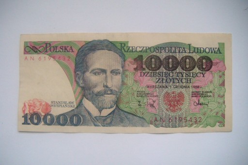 Zdjęcie oferty: Polska Banknot PRL 10000 zł.1988 r. seria AN