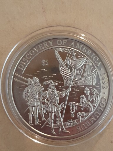 Zdjęcie oferty: Liberia 5 dol.Odkrycie Ameryki Krzysztof Kolumb