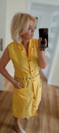 Zdjęcie oferty: Żółta sukienka len bawełna esmara zapinana na guziki.