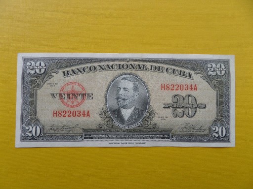 Zdjęcie oferty: KUBA 20 Pesos 1958 Pick 80b UNC (bez plam)