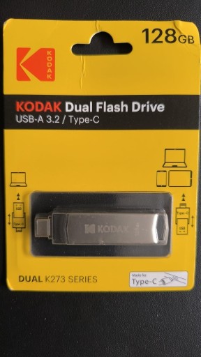 Zdjęcie oferty: Kodak metalowy pendrive USB + USB C- 128 GB flash drive K273