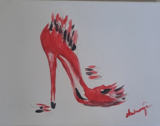 Zdjęcie oferty: Czerwona szpilka"Hot" Ambrozja akryl 24x18 cm