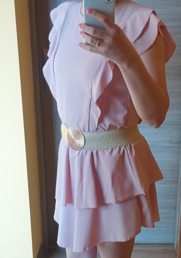 Zdjęcie oferty: Sukienka z falbankami różowa S/M
