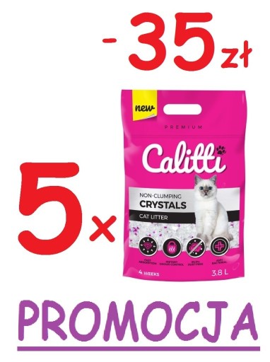 Zdjęcie oferty: 5x CALITTI CRYSTALS SILIKONOWY ŻWIREK DLA KOTA 19L