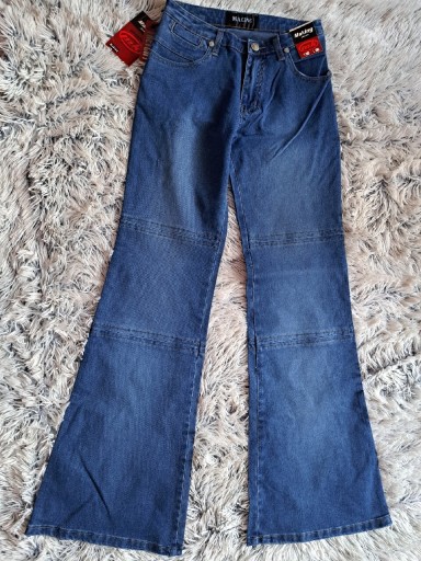 Zdjęcie oferty: Nowe spodnie jeans dzwony 26/32 Xxs/xs 32/34 makin