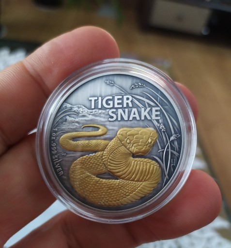 Zdjęcie oferty: Moneta srebrna Tiger Snake 1oz 2024 antique gold