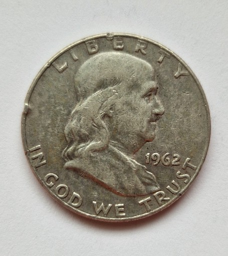 Zdjęcie oferty: USA, Franklin Half Dollar - 50 centów, 1962 Ag 900