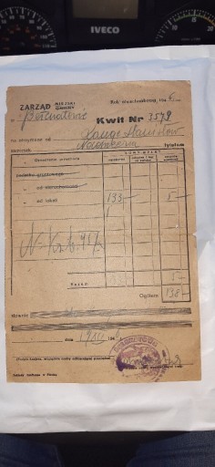 Zdjęcie oferty: Rachunek kwit Bełchatów 1946