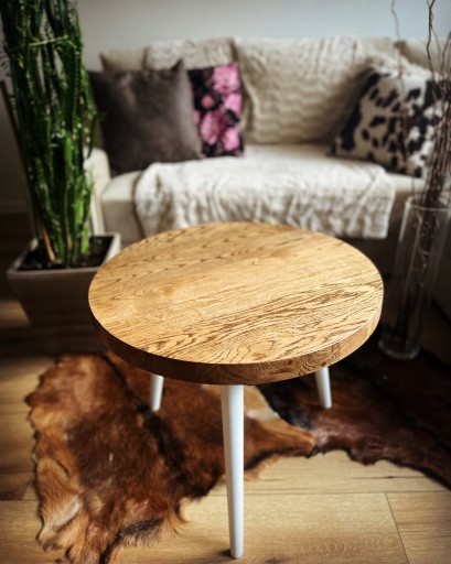 Zdjęcie oferty: Drewniany dębowy, okrągły stolik kawowy 60cm