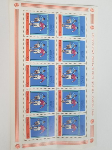 Zdjęcie oferty: MISTRZOSTWA ŚWIATA W PIŁCE NOŻNEJ ANGLIA 1966 ROK ARKUSZ Fi 1518