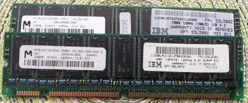 Zdjęcie oferty: 2 szt. Pamięć SDRAM 128MB IBM 133MHz 