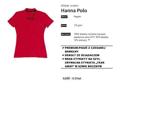 Zdjęcie oferty: Koszulka polo damska czerwona S 