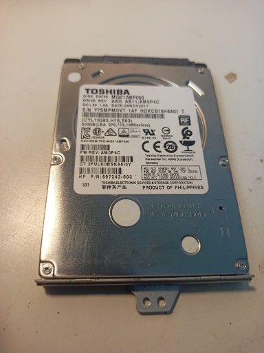 Zdjęcie oferty: Dysk twardy HDD Toshiba 500 GB 5400 z kieszenią hp