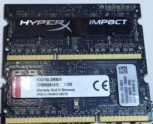 Zdjęcie oferty: 2x Pamięć ram Kingston HyperX DDR3L 4GB 1600Mhz