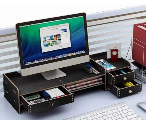 Zdjęcie oferty: Podstawka półka pod monitor 3 szuflady ciemna