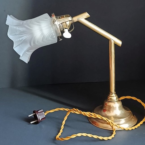 Zdjęcie oferty: Lampka stołowa art-deco mosiężna falbanka nocna 