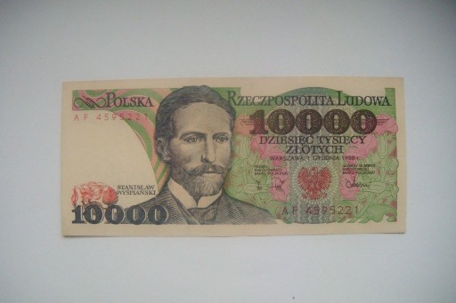Zdjęcie oferty: Polska Banknot PRL 10000 zł.1988 r. seria AF