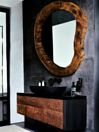 Zdjęcie oferty: Nowoczesne lustro w drewnianej ramie do łazienki 