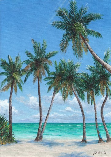 Zdjęcie oferty: Obraz krajobraz pejzaż palmy morze rzeka jezioro