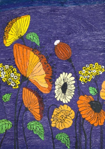 Zdjęcie oferty: Obraz | Kwiaty w blasku zmierzchu | 21,5cm/41,5cm