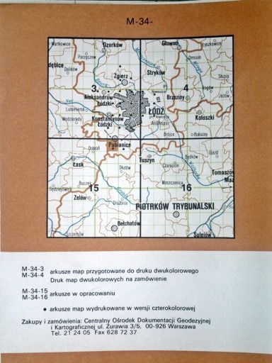 Zdjęcie oferty: Mapa 1:10 000 woj. Łódzkie, Pabianice, Skotniki ..