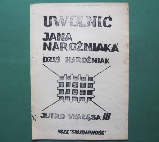 Zdjęcie oferty: SOLIDARNOŚĆ plakat UWOLNIĆ NAROŻNIAKA II obieg 80r