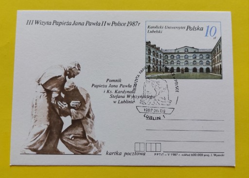 Zdjęcie oferty: Kartka pocztowa III wizyta Papieża JPII 1987 Katolicki uniwersytet Lubelski