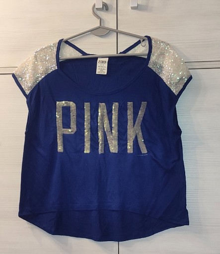 Zdjęcie oferty: Bluzka Pink r. M motyl crop Victoria Secret cekiny