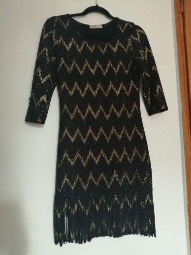 Zdjęcie oferty: Sukienka S 36 M 38 czarna ze złotą nitką