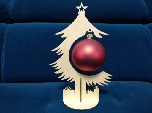 Zdjęcie oferty: Stojak / Wieszak na bombkę 10cm - choinka z gwiazdą i prezentami