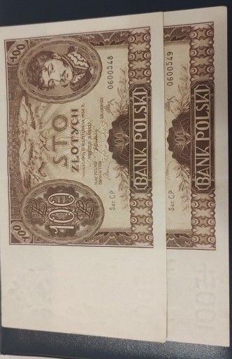 Zdjęcie oferty: Dwa banknoty 100 zł z 1934 r kolejne numery 