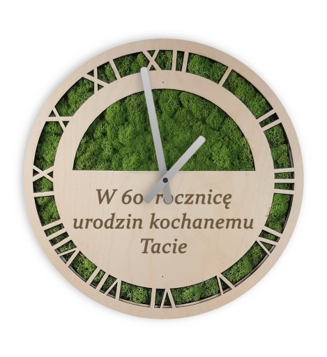 Zdjęcie oferty: Na prezent z dedykacją - zegar z mchem chrobotkiem 37 cm
