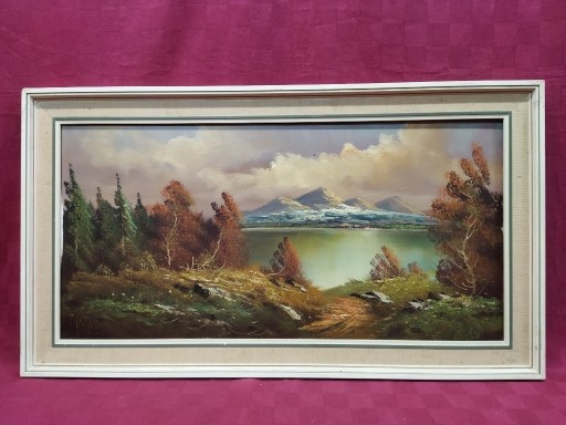 Zdjęcie oferty: Obraz olejny góry pejzaż 91x51cm 969625