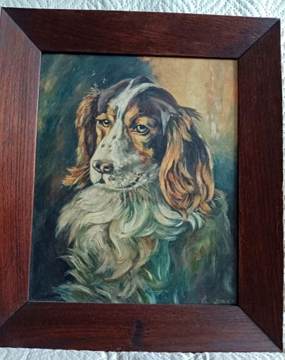 Zdjęcie oferty: Stary olejny obraz psa
